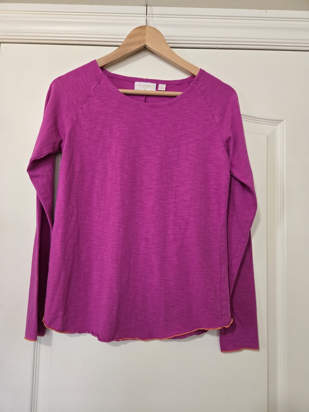 Belle Boho by Kim Gravel Bright Magenta Long Sleeve Tee Soft Layering